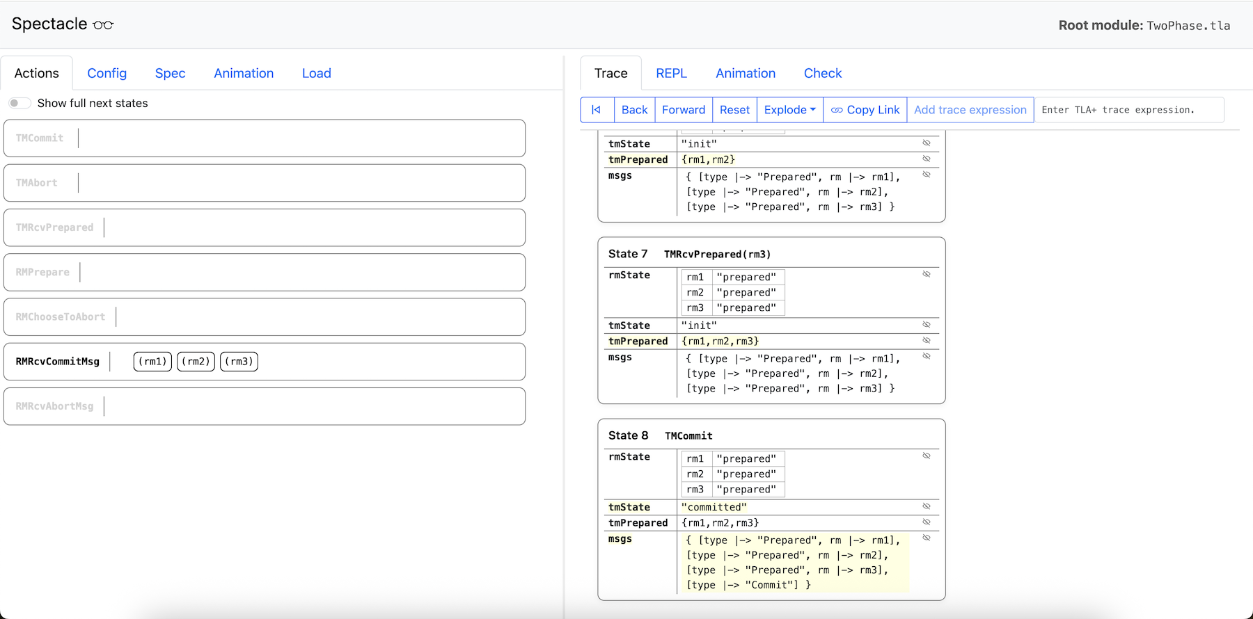 TLA+ Web Explorer Visualization